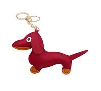 xbiez Petit porte-clés en cuir synthétique avec motif teckel pour sac à main, sac à main, chien, rouge brique, B