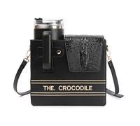 xbiez Porte-boisson fonctionnel en cuir PU, compartiment spacieux, porte-gobelet pour différentes tailles de bouteilles, pochette en cuir synthétique, Noir , Beauté de masse