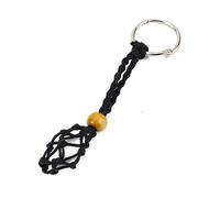 xbiez Porte-clés cage en pierre pour cristaux avec perle en bois pour femme, porte-clés à faire soi-même, décoration de voiture, maison, bureau, Noir