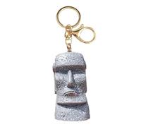 xbiez Porte-clés en forme de figurine de Moai durable - Statue de Rapa - Porte-clés en alliage de résine - Breloque de sac pour femme et homme, Grande statue en pierre 2