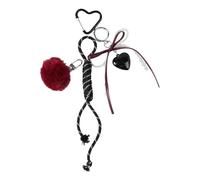 xbiez Porte-clés unique en forme de cœur avec nœud en fil rouge vin, accessoire de mode rétro pour femme tendance, b, taille unique