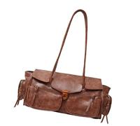 xbiez Sac à main rétro spacieux avec plusieurs poches pour une organisation facile et une durabilité, marron foncé, One Size