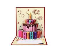 xbiez Superbe carte d'anniversaire pop-up à 90° pour gâteau au chocolat et aux fruits, sculpture en papier pour adultes, enfants et adolescents