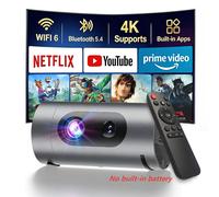 XBJ Mini projecteur d’extérieur portable ultraléger intelligent 1080P | Décodage 4K, fonctionne avec batterie externe (vendue séparément), 8000 lumens, son Dolby Digital 8 W, compact pour camping et j