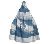 XBKGOHA Cape à capuche Arctic Fox sur les plaines enneigées pour adulte sans fermeture éclair, confortable pour les fêtes costumées