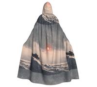 XBKGOHA Cape à capuche imprimée « The Sun On A Snowy Day » pour adulte, sans fermeture éclair, confortable pour les fêtes costumées