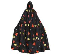 XBKGOHA Cape à capuche noire avec imprimé chat mignon pour adulte, sans fermeture éclair, confortable pour les fêtes costumées