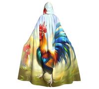 XBKGOHA Cape à capuche pour adulte avec imprimé coq coloré, sans fermeture éclair, confortable pour les fêtes costumées