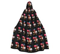 XBKGOHA Cape à capuche pour adulte avec imprimé coq et ballon d'amour sans fermeture éclair, confortable pour les fêtes costumées