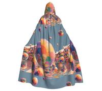 XBKGOHA Cape à capuche pour adulte imprimée « A Colorful Bubble World », sans fermeture éclair, confortable pour les fêtes costumées