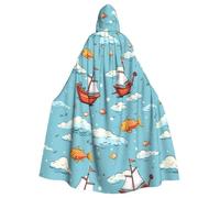 XBKGOHA Cape à capuche sans fermeture éclair pour adulte Motif poissons mangeant un bateau dans l'océan et la mer