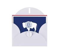 XBKGOHA Carte de vœux blanche avec drapeau de l'État du Wyoming imprimée pour fête d'anniversaire festive