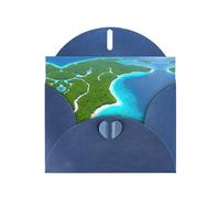 XBKGOHA Carte de vœux bleue « An island in the Ocean » imprimée pour fête d'anniversaire festive