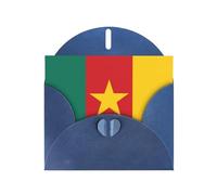 XBKGOHA Carte de vœux bleue avec drapeau du Cameroun imprimée pour fête d'anniversaire festive