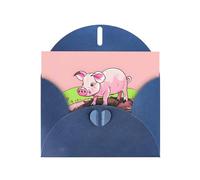 XBKGOHA Carte de vœux bleue avec imprimé cochon rose pour fête d'anniversaire festive