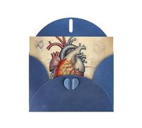 XBKGOHA Carte de vœux bleue représentant l'anatomie humaine en forme de cœur imprimée pour une fête d'anniversaire festive