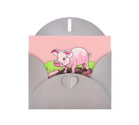 XBKGOHA Carte de vœux grise imprimée cochon rose pour invitation à une fête d'anniversaire festive