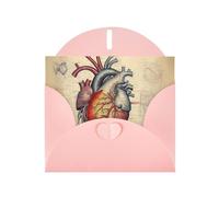 XBKGOHA Carte de vœux rose avec motif anatomie humaine en forme de cœur imprimé pour fête d'anniversaire festive