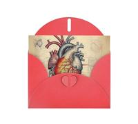 XBKGOHA Carte de vœux rouge anatomie humaine en forme de cœur imprimée pour fête d'anniversaire festive