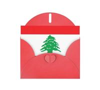 XBKGOHA Carte de vœux rouge avec drapeau du Liban imprimé pour fête d'anniversaire festive