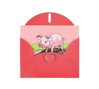 XBKGOHA Carte de vœux rouge avec imprimé cochon rose pour fête d'anniversaire festive