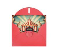 XBKGOHA Carte de vœux rouge vintage avec motif cirque imprimé pour une fête d'anniversaire festive