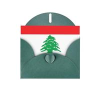 XBKGOHA Carte de vœux vert foncé avec drapeau du Liban imprimée pour fête d'anniversaire festive