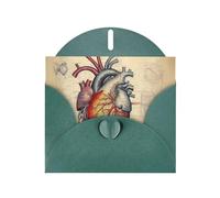 XBKGOHA Carte de vœux vert foncé avec motif anatomie humaine en forme de cœur imprimée pour fête d'anniversaire festive