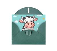 XBKGOHA Carte de vœux verte foncée avec motif vache mignonne imprimée pour fête d'anniversaire festive