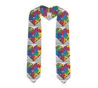 XBKGOHA Châle aplati ruban de sensibilisation à l'autisme avec impression de cœur - Étole en satin pour cérémonie de remise de diplôme, cadeau pour fils, filles, amis et sœurs, coin pointu, Taille
