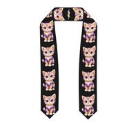 XBKGOHA Châle de remise de diplôme aplati avec impression chaton à rayures violettes - Étole en satin pour cérémonie de remise de diplôme, cadeau pour fils, filles, amis et sœurs, Aplati, Taille