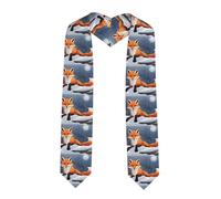 XBKGOHA Châle de remise de diplôme aplati avec ruban imprimé renard neige - Étole en satin pour cérémonie de remise de diplôme, cadeau pour fils, filles, amis et sœurs, coin pointu, Taille unique