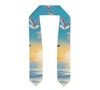 XBKGOHA Châle de remise de diplôme aplati en ruban mouettes au bord de la mer - Étole en satin pour cérémonie de remise de diplôme, cadeau pour fils, filles, amis et sœurs, Aplati, Taille unique