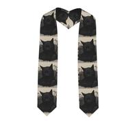 XBKGOHA Châle de remise de diplôme plat avec impression d'observation de chat noir - Étole en satin pour cérémonie de remise de diplôme, cadeau pour fils, filles, amis et sœurs, coin pointu, Taille