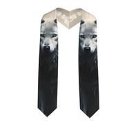 XBKGOHA Châle ruban aplati avec impression deux loups - Étole en satin pour cérémonie de remise de diplôme, cadeau pour fils, filles, amis et sœurs, coin pointu, Taille unique