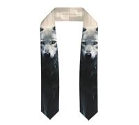 XBKGOHA Châle ruban aplati avec impression deux loups - Étole en satin pour cérémonie de remise de diplôme, cadeau pour fils, filles, amis et sœurs, Aplati, Taille unique