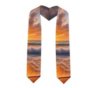XBKGOHA Châle ruban aplati Maui Hawaï Impression coucher de soleil vagues nuages - Étole en satin pour cérémonie de remise de diplôme, cadeau pour fils, filles, amis et sœurs, coin pointu, Taille
