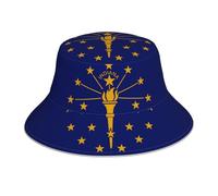 XBKGOHA Chapeau bob réfléchissant imprimé drapeau de l'État de l'Indiana pour homme et femme décontracté extérieur noir