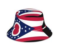 XBKGOHA Chapeau bob réfléchissant imprimé drapeau de l'État de l'Ohio pour homme et femme décontracté extérieur noir