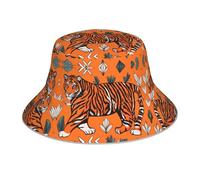 XBKGOHA Chapeau bob réfléchissant imprimé léopard orange tigre homme femme décontracté extérieur