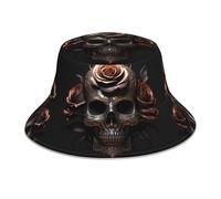 XBKGOHA Chapeau bob réfléchissant noir imprimé crâne rose hommes et femmes décontracté extérieur