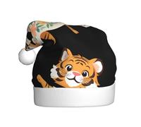 XBKGOHA Chapeau de Noël imprimé petit tigre dansant dans une robe florale pour adulte, accessoire de qualité doux, léger et moelleux