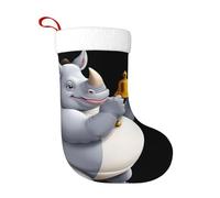 XBKGOHA Chaussettes décoratives de Noël motif rhinocéros tenant une petite cloche. Utilisées pour les activités communautaires, les spectacles sur scène et les rassemblements de vacances
