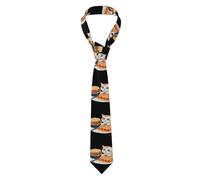 XBKGOHA Cravate de style classique avec imprimé « The little cat seeing the delicious food » pour homme - Convient pour les vacances et le travail