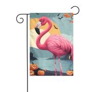 XBKGOHA Dessin animé Halloween Flamant rose image de jardin mât de drapeau extérieur cour décoration mode 30,5 x 45,7 cm