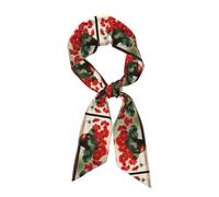 XBKGOHA Écharpe longue en soie pour femme, motif géraniums rouges, bande douce et lisse, accessoires de sac à main