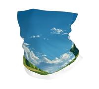 XBKGOHA Foulard de sport avec motif espace vert sous le ciel bleu respirant absorbant la transpiration, masque facial, protège-poignet