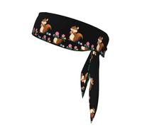 XBKGOHA Foulard de sport motif petits écureuils cueillant des fleurs, absorbant la transpiration et respirant, bandeau de mouvement, foulard double face