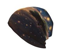 XBKGOHA Girafe Chasing Stars Print Bonnet tricoté tendance pour adulte - Doux, confortable et respirant - Noir