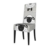 XBKGOHA Housses de chaise de salle à manger amovibles avec imprimé de moutons noirs et blancs, douces, confortables, infroissables, pas de repassage nécessaire, extensibles pour la plupart des chaises